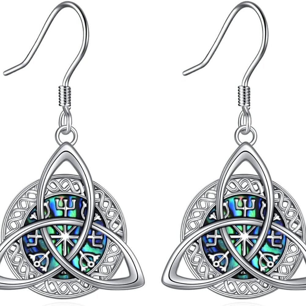 Sterling Silver Celtic Knot Earrings Women Viking Jewelry Good Luck Gift